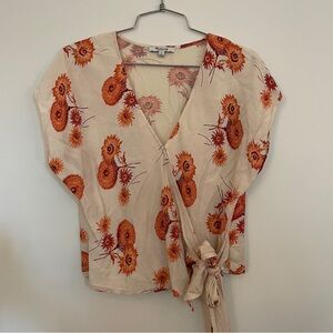 Madewell Sash-Tie Wrap Top in Dutch Dandelions